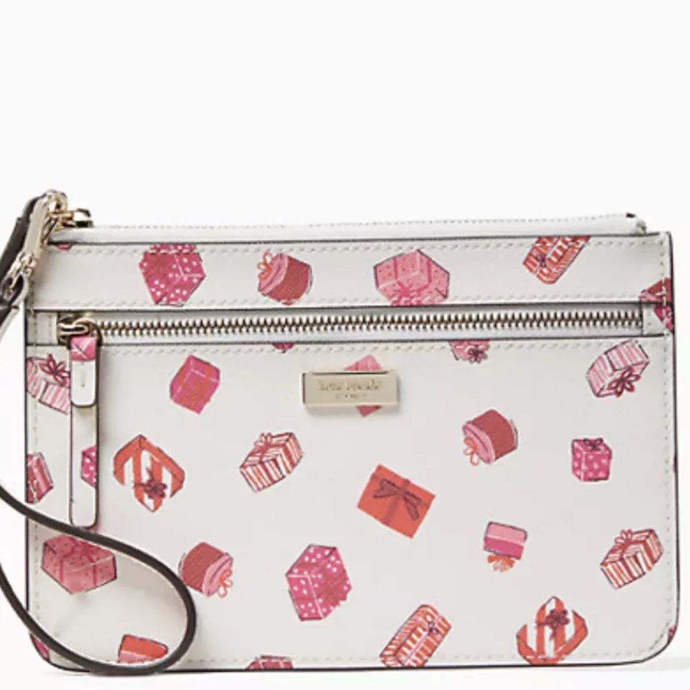 Kate Spade pink gift printed tinie wristlet wallet